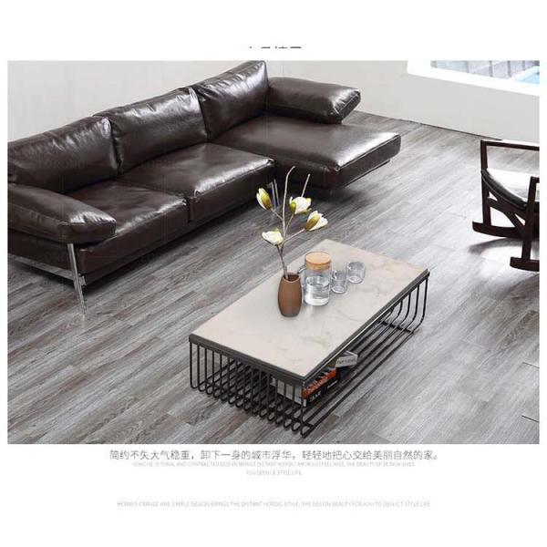 EUROPEAN Design Style Metal Living Room Table with Convertible Feature and Marble Top