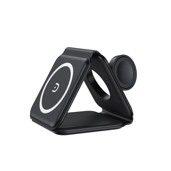 15W Magnetic Phone Watch Earbud Charger Portable 3 In 1 Foldable Wireless Charger