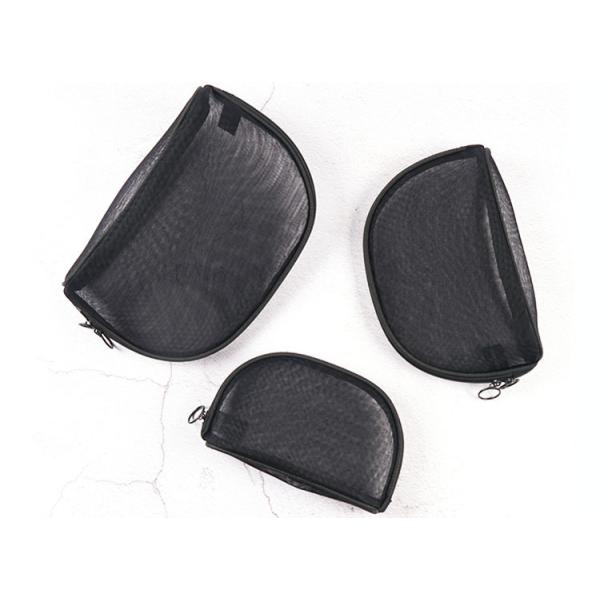 Portable small cosmetic bag girl web celebrity black double layer mesh transparent large capacity travel storage bags