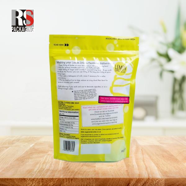 Tableware Disposable Laminated Poly Bag Zipper Stand Up Resealable Plastic Bags