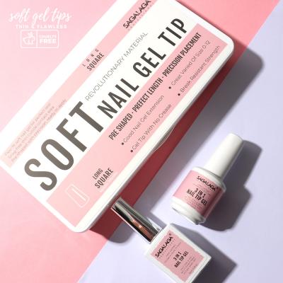 SAGALAGA Solid Nail Tips Gel With Full Cover Tapered Square Nail Tip Non c Curve Medium Xxl for Finger Extension