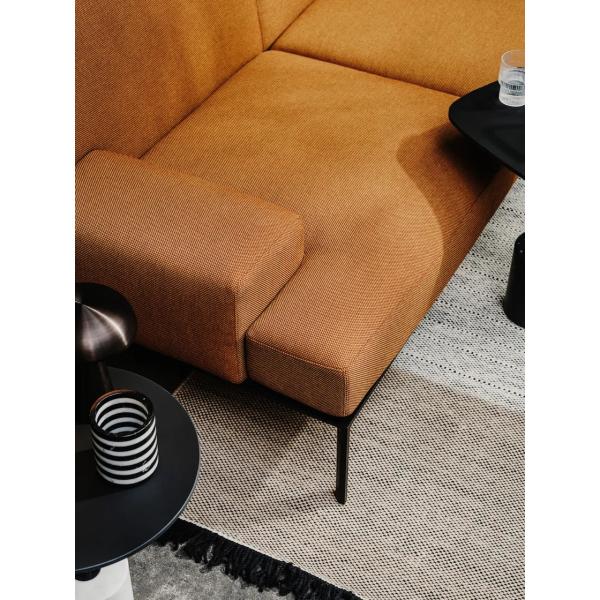 Atmosphere Hotel Large Space Corner Sectional Fabric Sofa Black Iron Feet