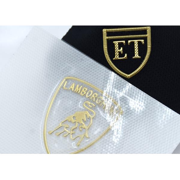 Золото 3D подняло ярлыки одежды передачи тепла TPU для костюмов лыжи, рабочей одежды