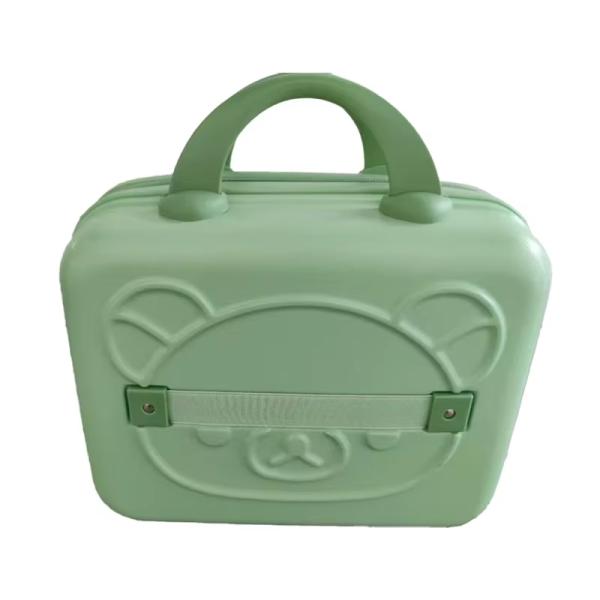 Boîte de rangement de maquillage professionnel léger ABS vert Organisateur cosmétique de dessins animés Organisateur de maquillage de voyage holographique sain