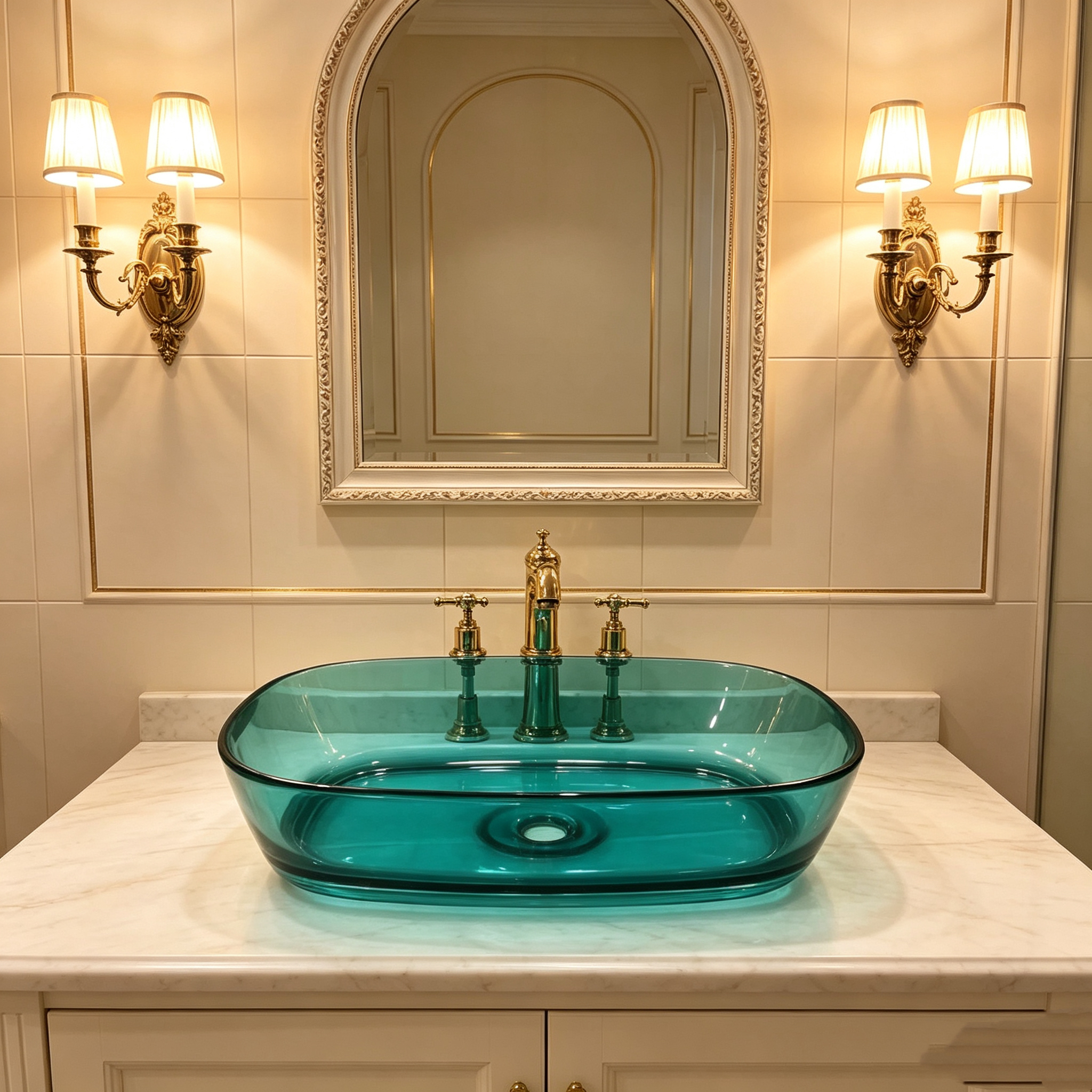 Oval Rectangular Large Solid Surface Basin Vessel Sink Countertop Blue Resin 600mm
