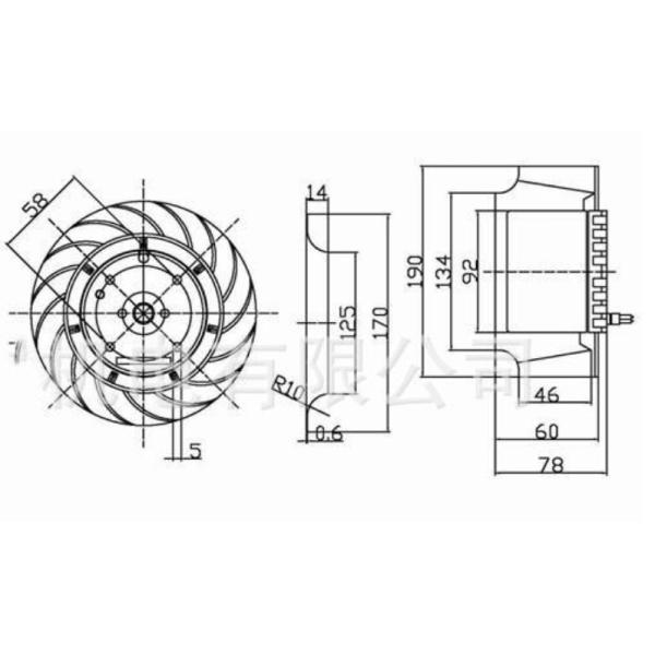 48V 190mm Centrifugal Turbine Cooling Fan Aluminium High Pressure