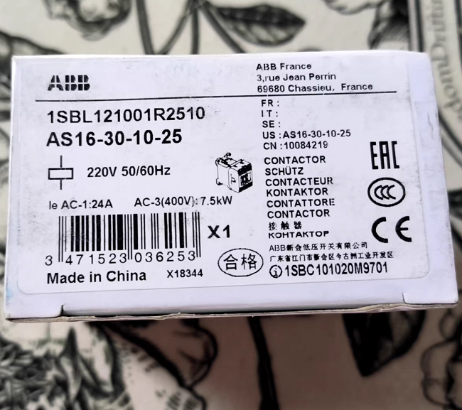 AS16-30-10-25 ABB Original ABB Contactor 16A 3-Pole 1NO 110V AC Coil