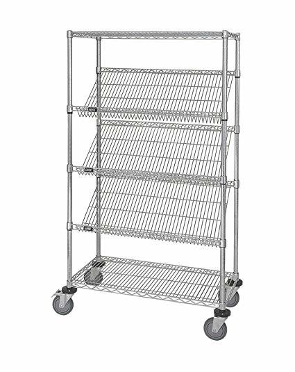 5 Layer Commercial Metal Storage Racks Company Display Chrome Slanted Shelving