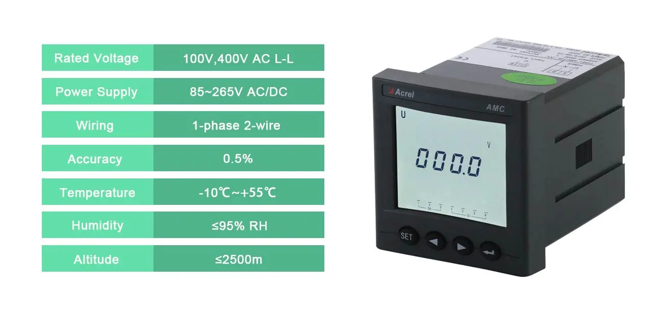 Acrel AMC72L-AV однофазный выходный ток 4-20mA с LCD-дисплеем измерения энергии и мониторинга связи RS485