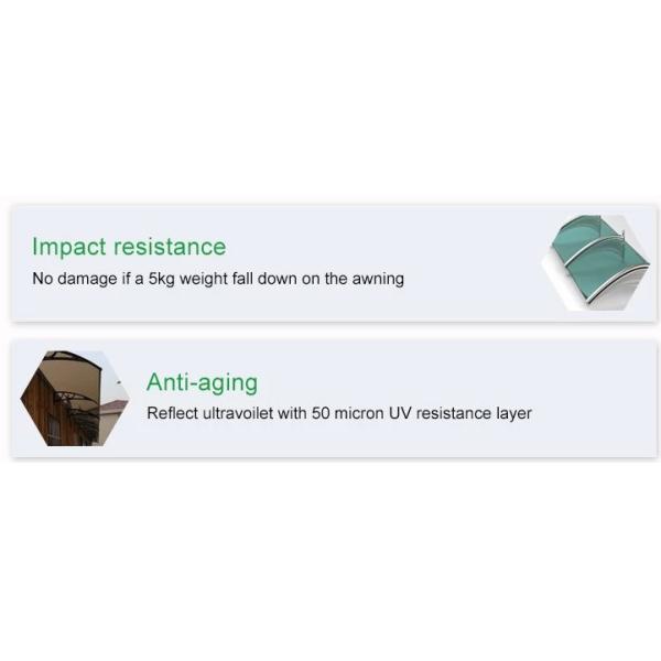 Windproof Polycarbonate Door Canopy Aluminum Alloy Frame Resisting Rain