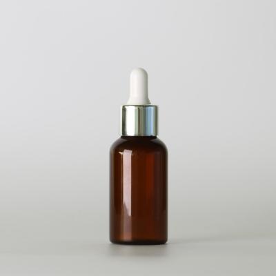 os frascos plásticos do animal de estimação 50ml ambarino, plástico pequeno cosmético engarrafam a forma redonda