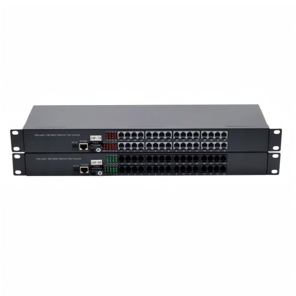 24 Channel Rack Mount Telephone Fiber Optic Multiplexer FXS / FXO For PBX