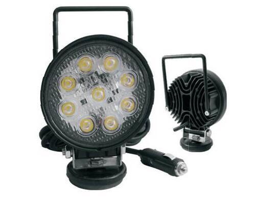 27W Round Portable LED Work Lights With Magnetic Base , Cigar Lighter Connector