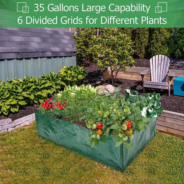 Garden Planter, Fabric Grow Beds Divided Grids, Planting Bags with Drainage Holes, PE Planter Pots for Tomatoes