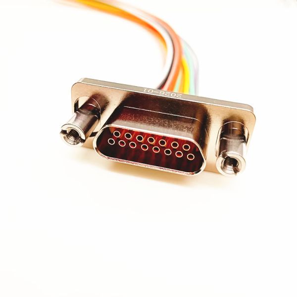 MIL-DTL-83513 Series Micro-D Connector J29A-15TJP with 15 Pins Threaded Locking and Precision Twisted Wire Elastic Pins