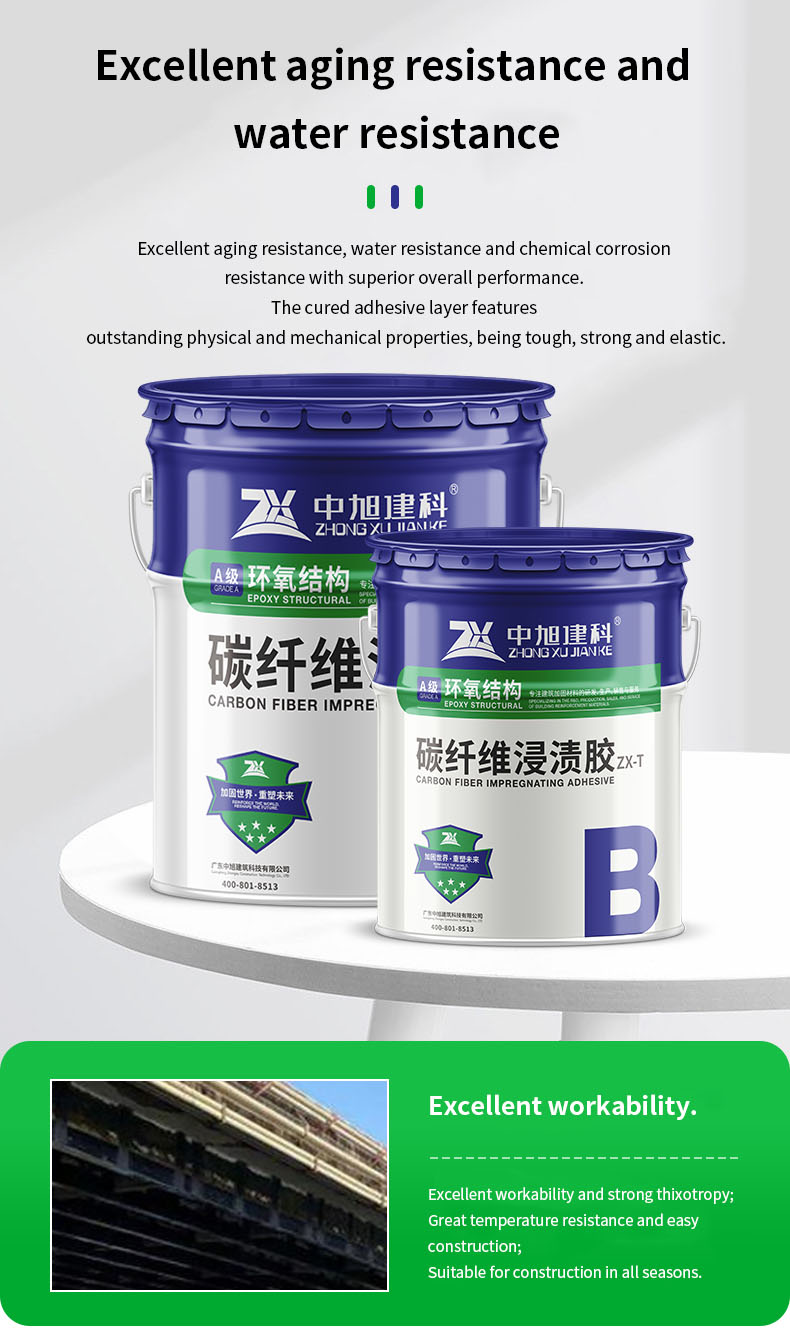 High Strength Carbon Fiber Impregnating Adhesive Grade-A Structural Epoxy Resin for Bonding Concrete Structural Repair Project