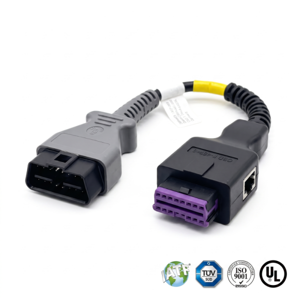 OBD‑II 16‑pin Male to OBD‑II 16‑pin Female with RJ45 Network Port