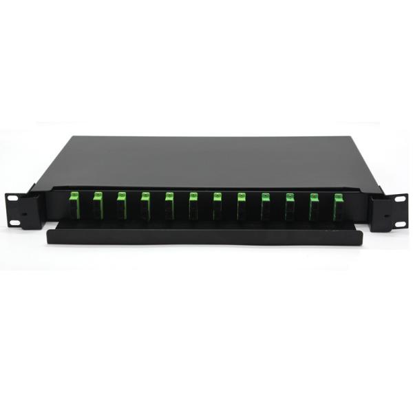 Tipo painel de remendo de fibra ótica 12 da tração do preto do OEM/24 portos 19 polegadas