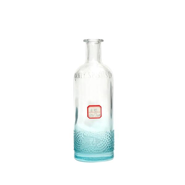 700ml 750ml 1 Liter Custom Rum Alcohol Bottles with Cork Stopper in Super Flint Glass