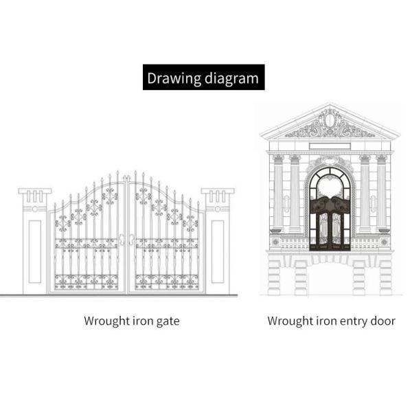 Современный парадный вход дизайна гриля дома, гальванизированный чугунный главный вход