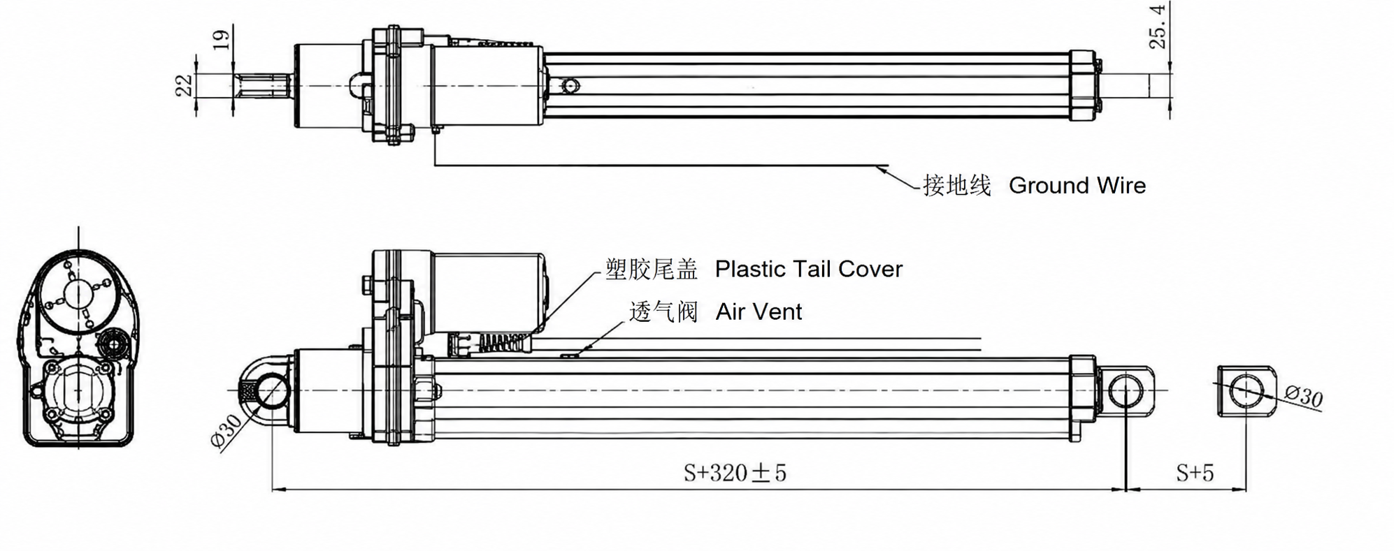 500–1000mm Stroke IP66 Linear Actuator for Solar Trackers