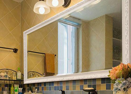 Wall Mounted Framed Bathroom Mirrors Oak Color With Exquisite Appearance