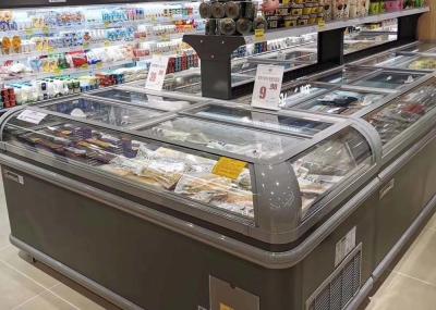 Refrigerar estático comercial do congelador R290 da ilha da grande janela horizontal
