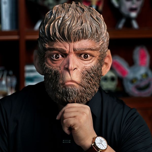 Patygr Professional Hyper-Realistic Brown Ape Mask - Handcrafted Mythical Monkey Warrior SFX Headgear for Cosplay & Film