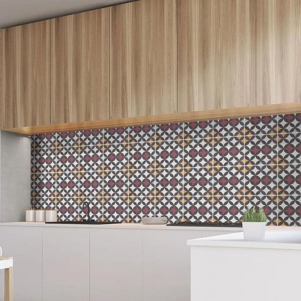 Azulejo cerámico rústico rojo de 20x20cm para suelo y pared