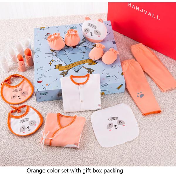 Golden supplier organic 100% cotton shower clothings clothes jumpsuits box newborn new born baby gift set for girl