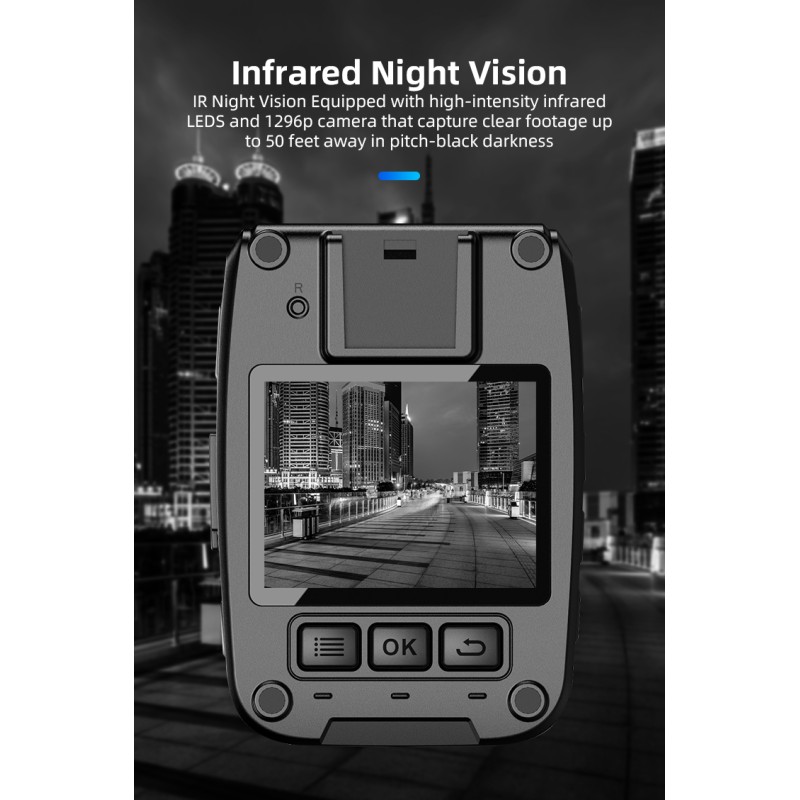 Newest 4K QHD Security Body Worn Camera Built-in 64GB Memory 2.0 LCD Screen Infrared Night Vision Camera for Security Patrol