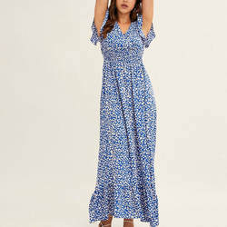 Sweet Style Floral Casual Dress Ruffle Sleeve Custom For Ladies