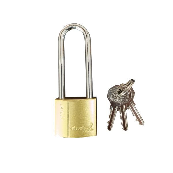 Rarlux Iron Padlock with Long Shackle and Brass Painted Cylinder 3 Iron Keys Anti-Rust Easy Installation