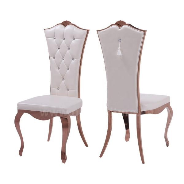 White Modern Crystal PU Leather Dining Chairs 10.5kg 201 Stainless Steel frame