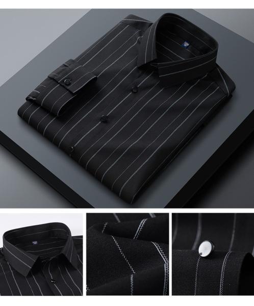 Printed Men's Shirts Business Slim Long-Sleeved Woven Seamless Shirt for and Comfort