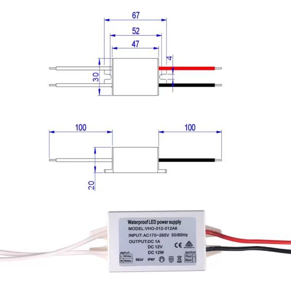 водителя трансформатора СИД напряжения тока 10w 12vdc электропитание постоянн небольшое мини