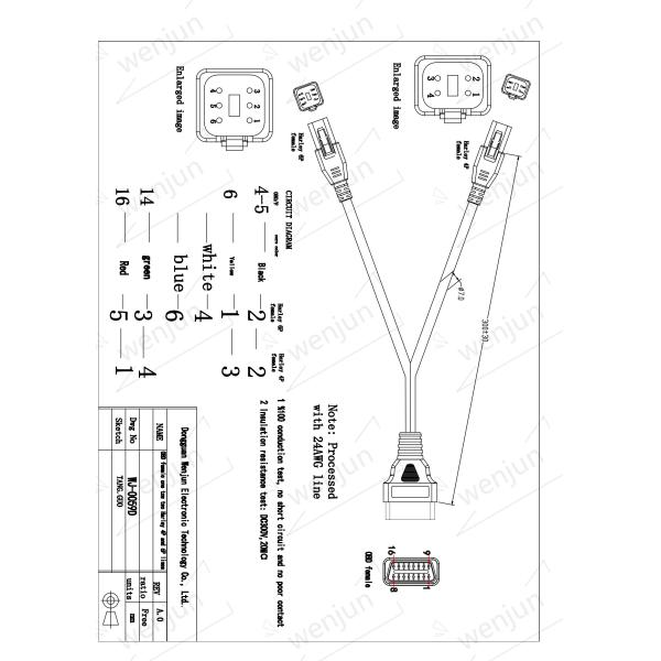 Femelle compatible de câble d'OBD2 Y à 4PIN 6 PIN For Harley Motorcycle