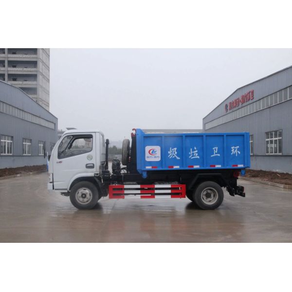 China Dongfeng 4cbm Roll off Refuse Collector Truck Hook Lift Garbage Truck