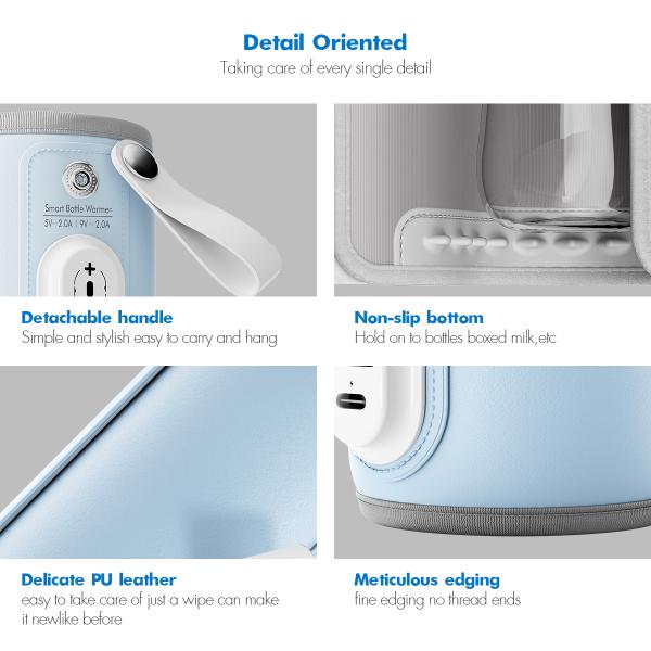 Calentador portátil USB para biberones, 5 niveles de temperatura 40-50°C