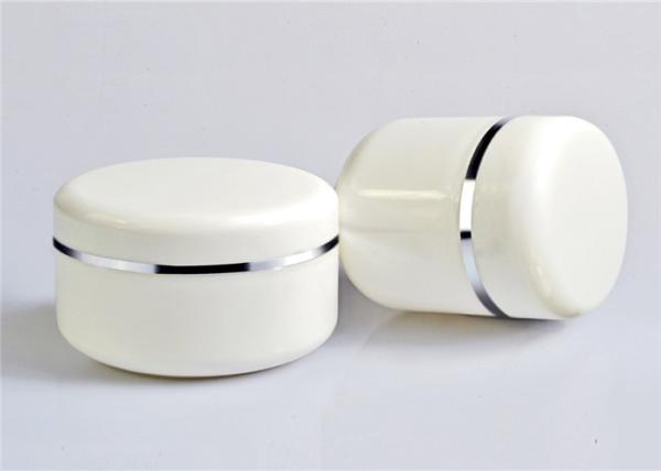 Cosmetic 250g Face Cream Containers Silver Edge White Pp Plastic Makeup Jars
