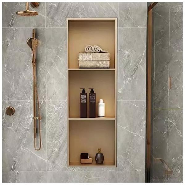 304 Golden Brushed Stainless Steel Shower Niche 12*18 For Residential