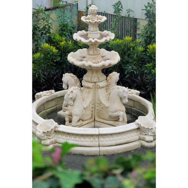 Discount outdoor water fountains yellow marble water fountain with two tiers for garden decoration