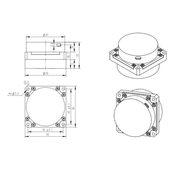 Giroscopio de fibra óptica KSGYR102F 50x50x36mm +5V