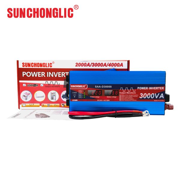 SAA-D(BL) 3000W Modified Sine Wave Power Inverter, Featuring 1A USB Port and 24V to 220V Conversion