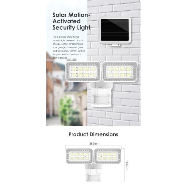 Double Head Solar Induction Outdoor Lamp 180 Degree Adjustable IP65