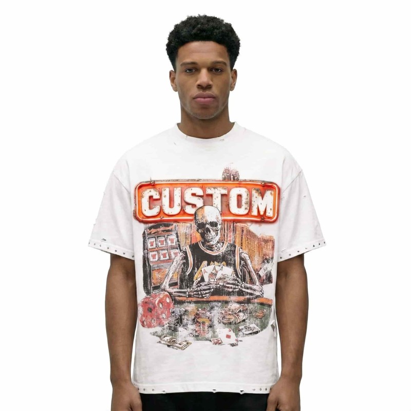 Custom Oversized T Shirt Distressed Graphic Streetwear OEM