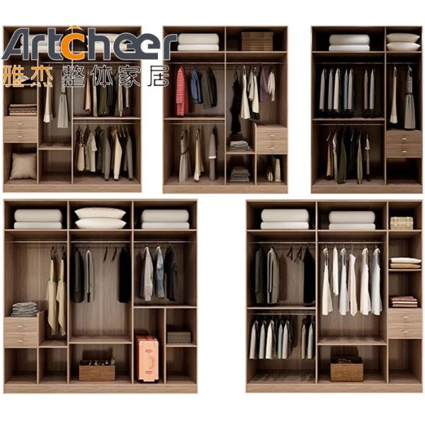 Modern Minimalist Design Wardrobe with Golden Strip Decoration and Customized Size