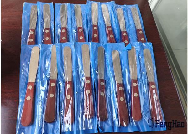 Stainless Steel Dental Lab Products Dental Spatulas For Plaster Alginate Wooden Handle