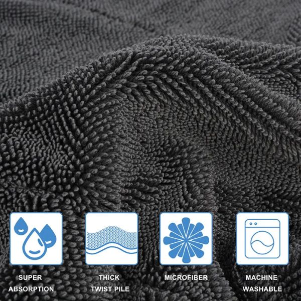 650GSM Twisted Microfibre Car Drying Towels With Soft PE Edged