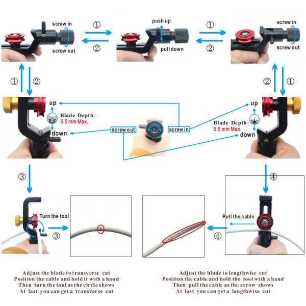 Cuchilla ajustable Cortador de cable blindado para 4 ~ 10 mm